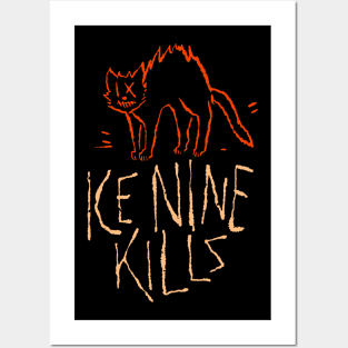 Ice Music Nine Band Kills  – INK Halloween Cat Posters and Art